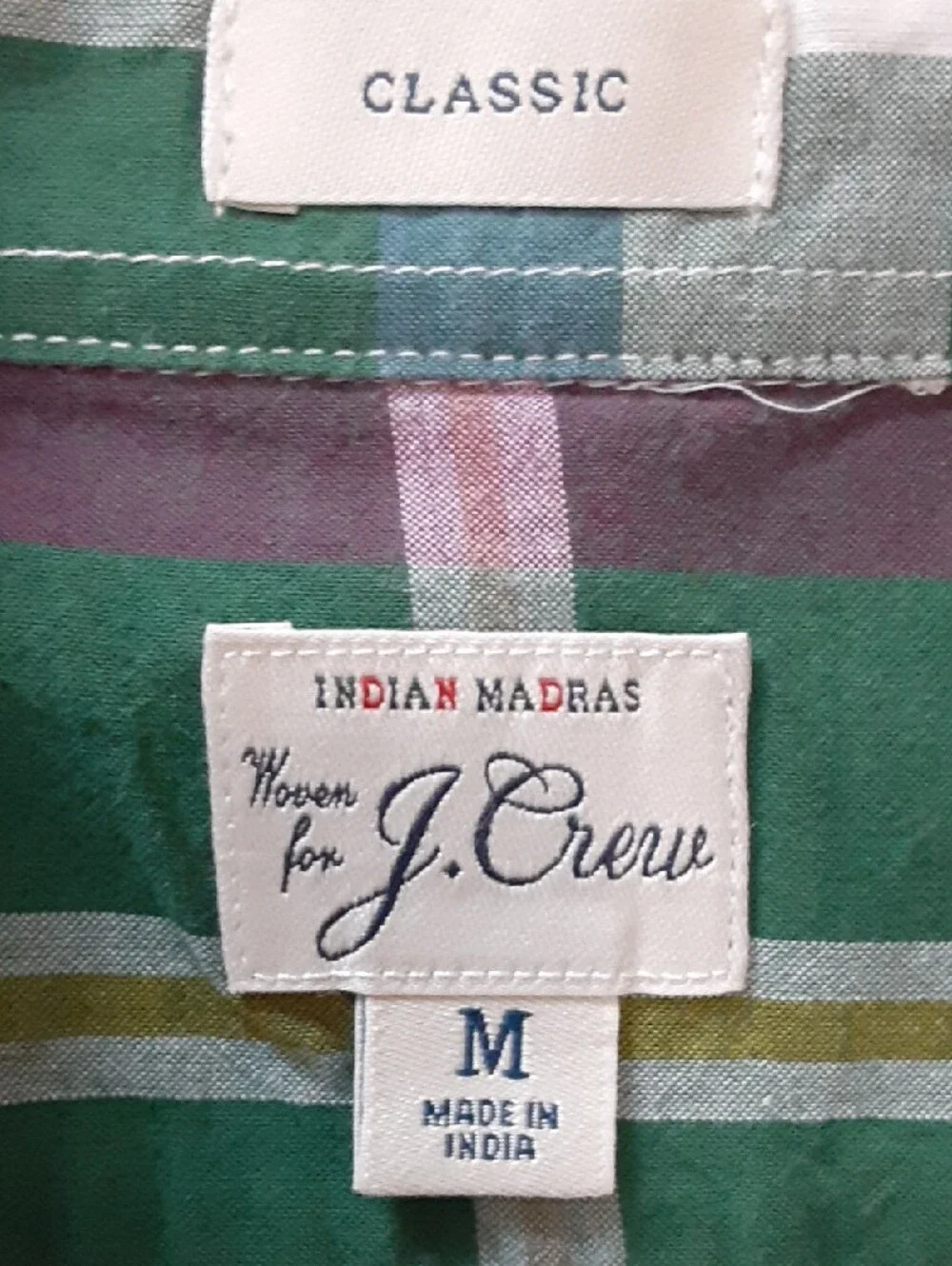 J. Crew Men's Classic Indian Madras Plaid Button-Down Shirt - Medium